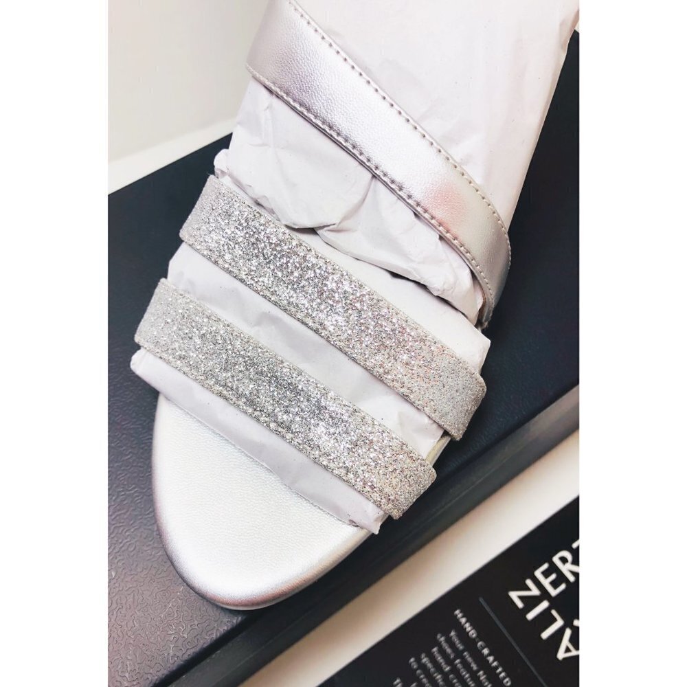 Naturalizer Womens Silver Open Toe Sling Back Kitten Heel Sandals Sz 8.5 New - Picture 6 of 10